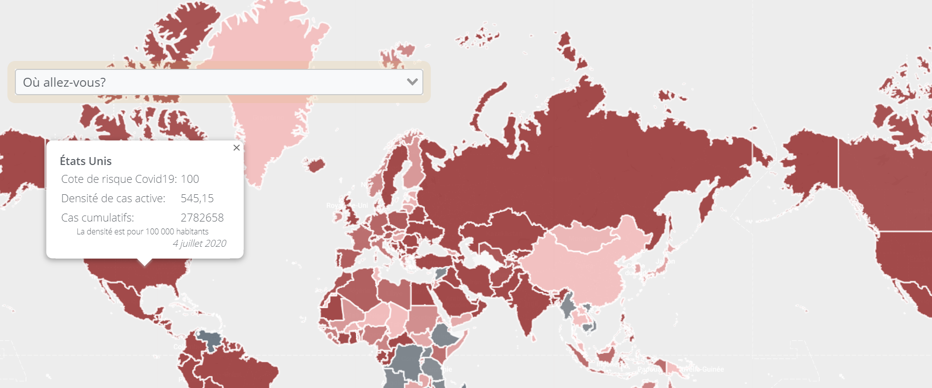  Une  carte  interactive sur  la situation relative au Covid 