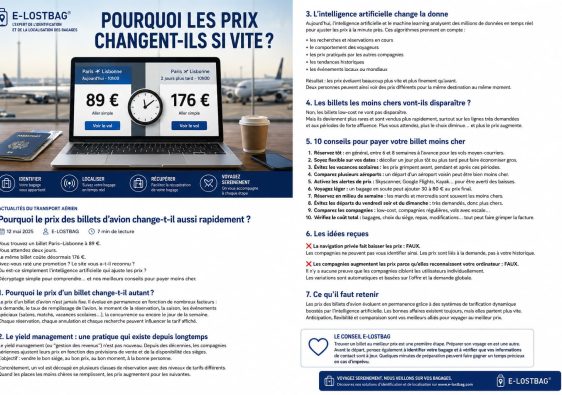 Ordinateur affichant l'évolution du prix d'un billet d'avion entre deux dates pour illustrer la tarification dynamique et l'intelligence artificielle dans le transport aérien.