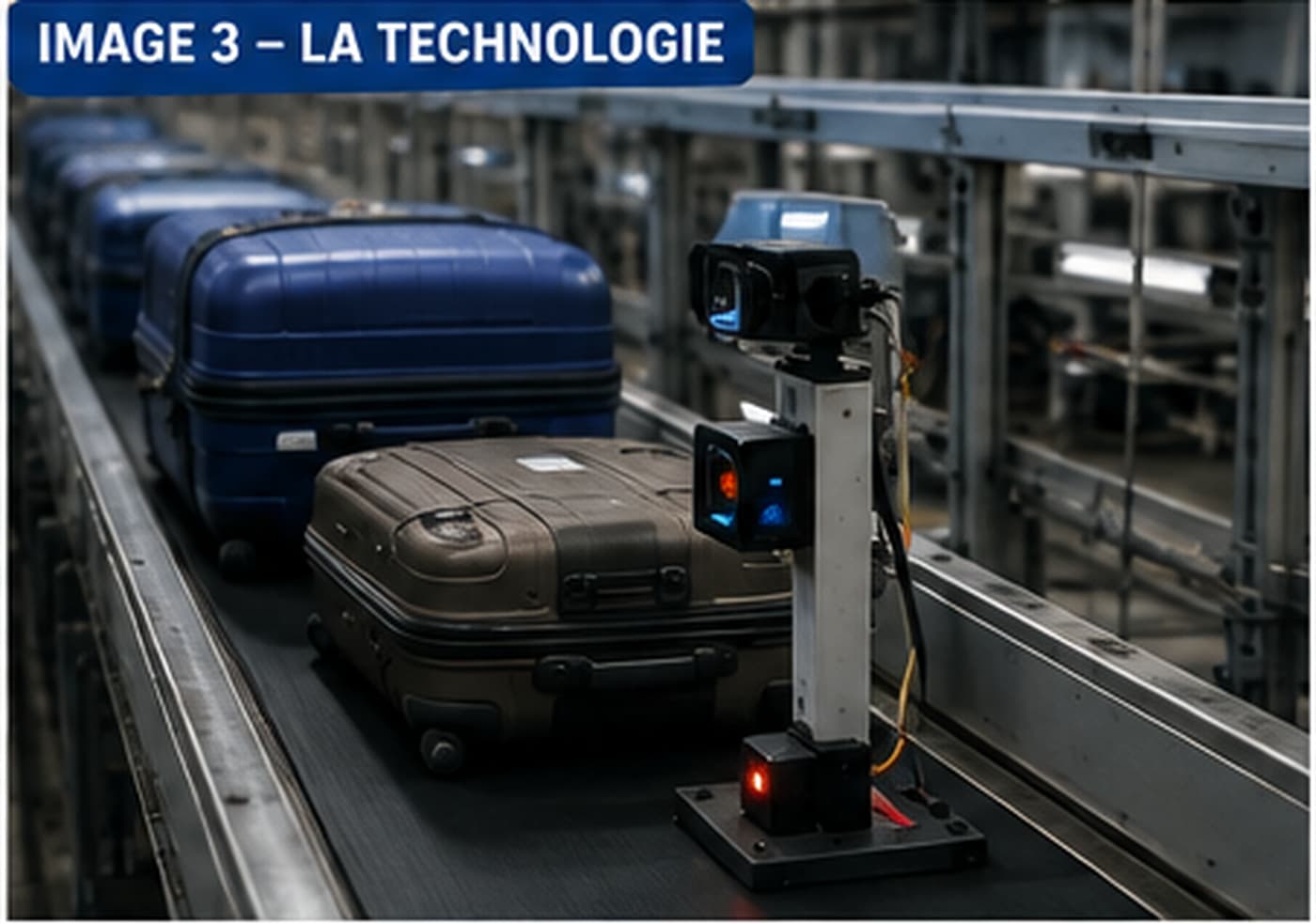 Technologies utilisées pour identifier et trier les bagages dans un aéroport.
