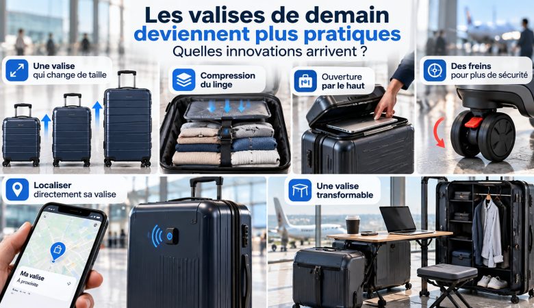 Valises innovantes avec taille modulable, compression, frein, localisation et fonctions transformables