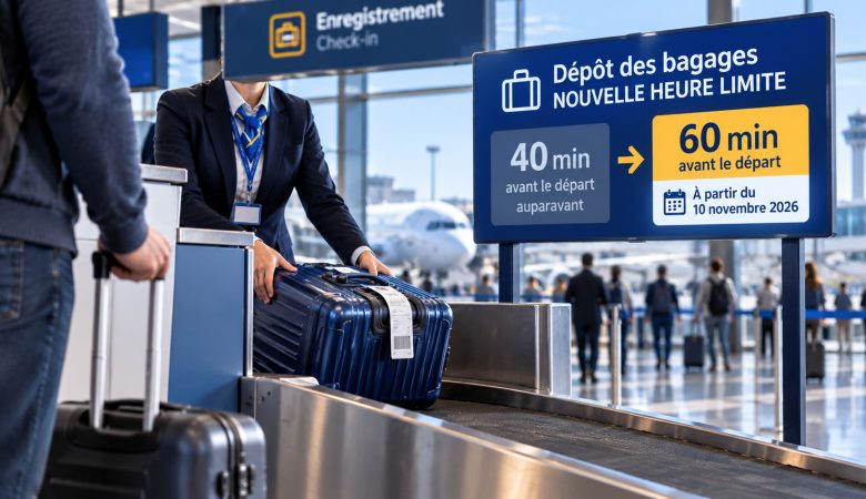 Dépôt des bagages à l’aéroport : la limite passe de 40 à 60 minutes avant le départ chez Ryanair à partir du 10 novembre 2026.